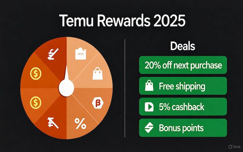 Temu app features: rewards wheel, flash deals, and in-app coupons